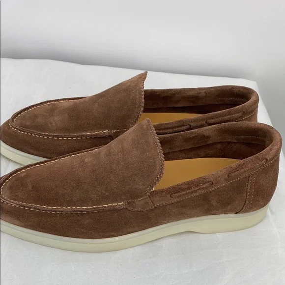 Aurelien Lady Brown Beige Yacht Suede Slip-On Loafers 39 is US 8 - Picture 2 of 6